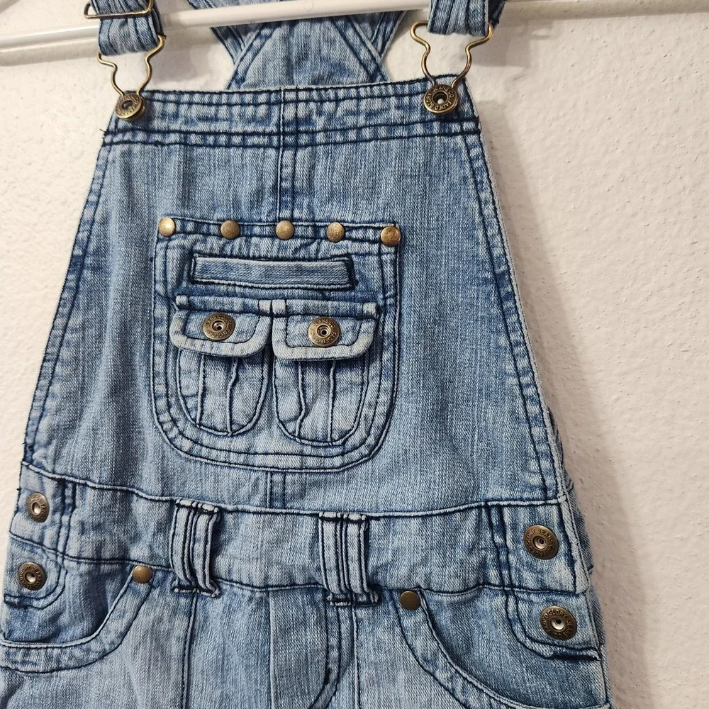 Vintage girls‎ denim short overalls size 6 Faded Glory